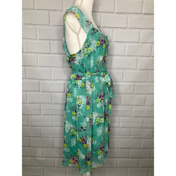 Lauren Conrad Paola Posey Green Floral Chiffon Spring/Summer Dress Size 14 - Picture 5 of 12